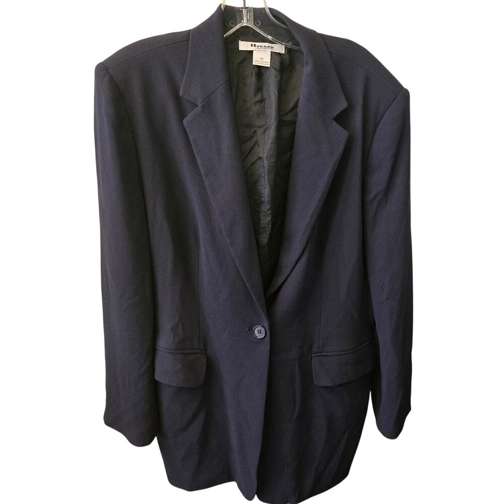 Nygard Collection 16 Navy Blue One-button Classic Tailored Jacket/Blazer [0480]